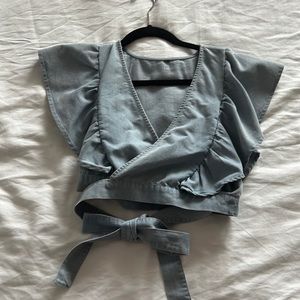 Denim wrap top